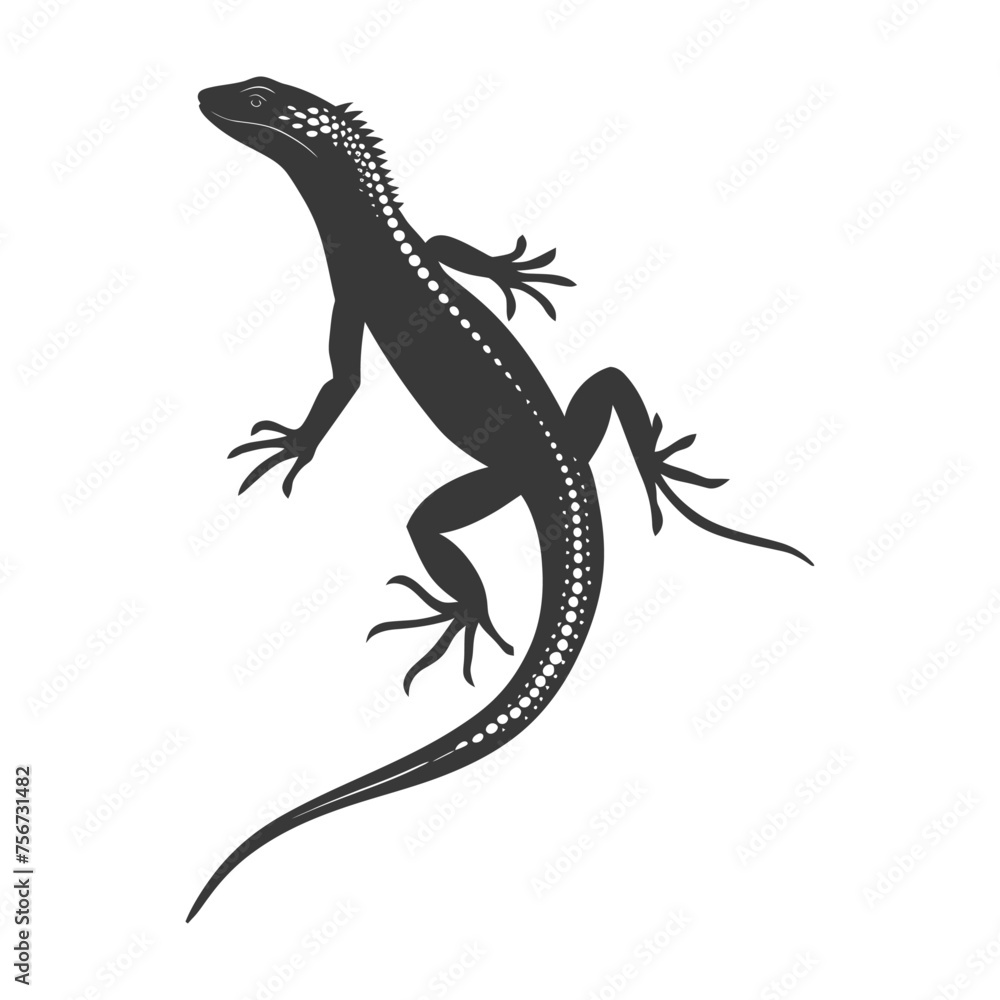 Naklejka premium Silhouette lizard animal black color only full body