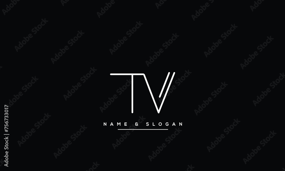 TV, VT, T, V, Abstract Letters Logo monogram TV, VT, T, V, Abstract Letters Logo monogram
