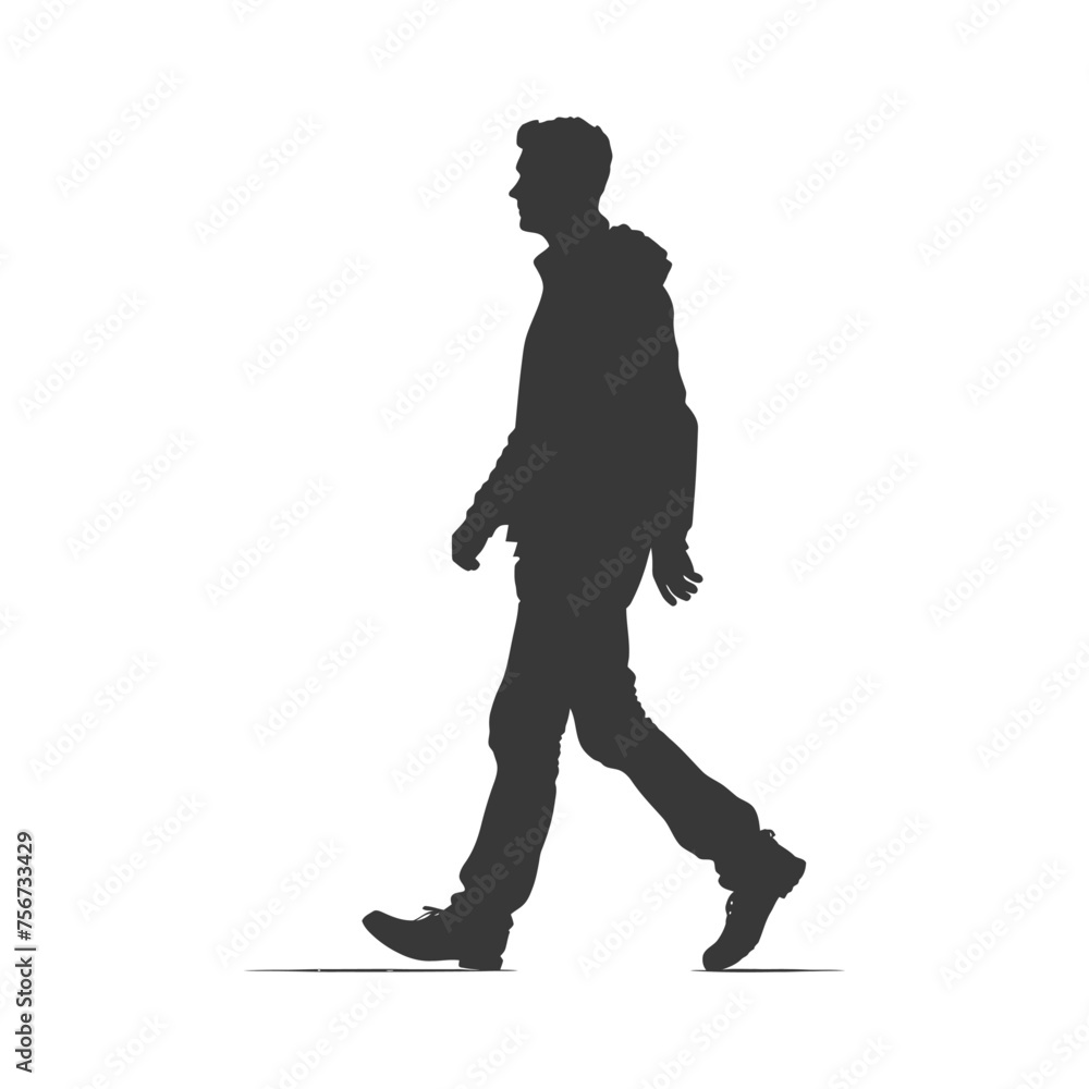 Silhouette person walking in action black color only Silhouette person walking in action black color only