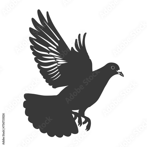 Silhouette pigeon bird animal fly black color only