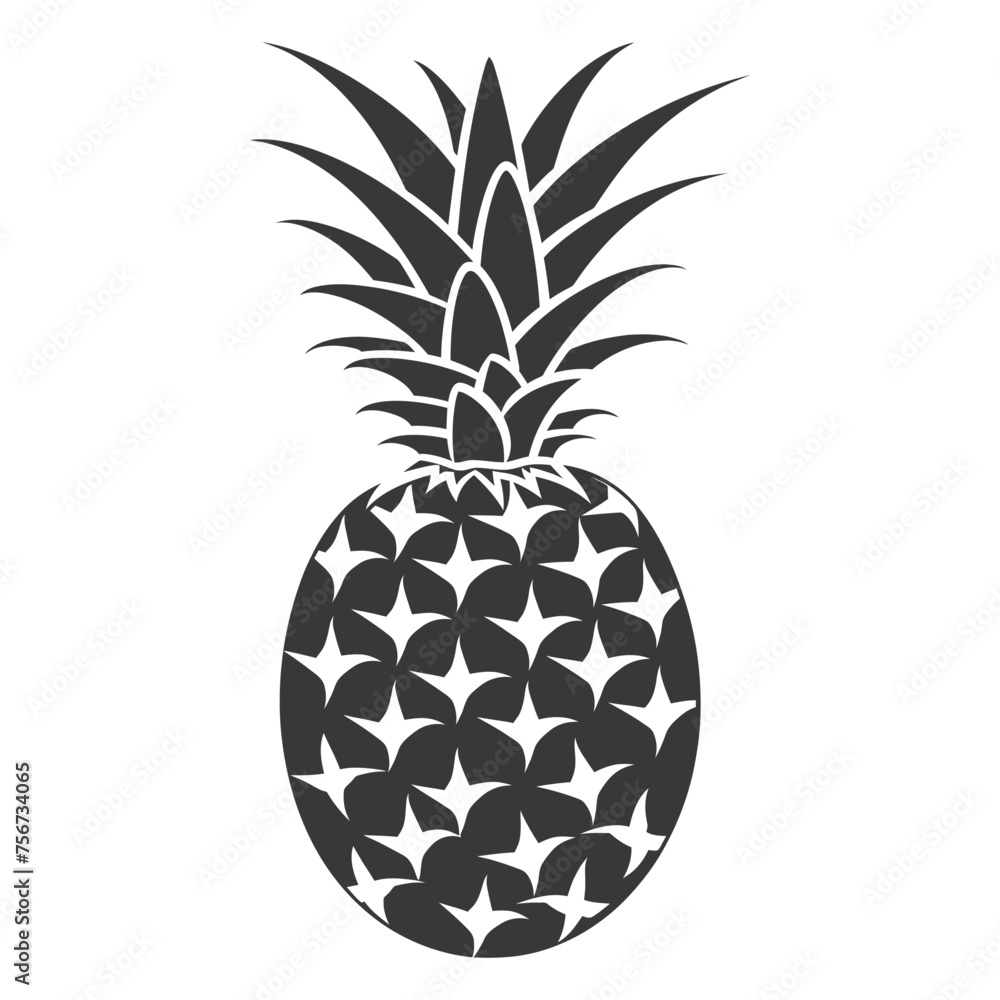 Obraz premium Silhouette Pineapple Fruit black color only