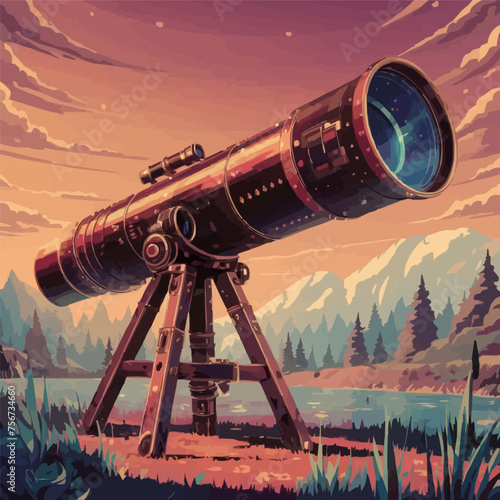 Vector shirt featuring a detailed telescope