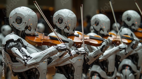 Non-humanoid robots performing a futuristic opera photo