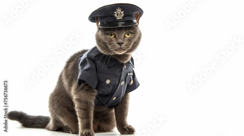 Ural Rex Cat in police uniform