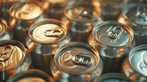 Close up of a bunch of soda cans, suitable for various advertising purposes