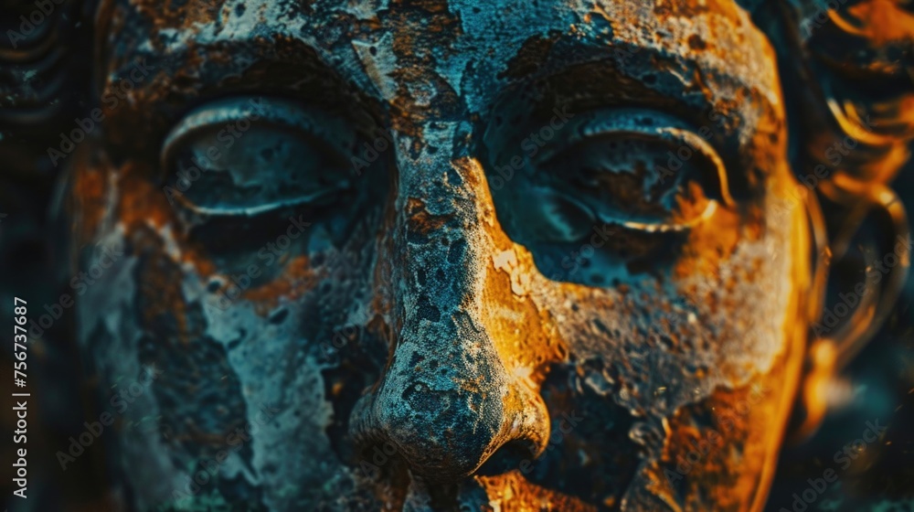 Detailed close up of a statue depicting a woman's face. Suitable for various artistic and historical concepts Detailed close up of a statue depicting a woman's face. Suitable for various artistic and historical concepts