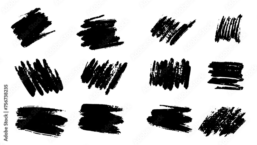 Set of different hand drawn vector strokes.