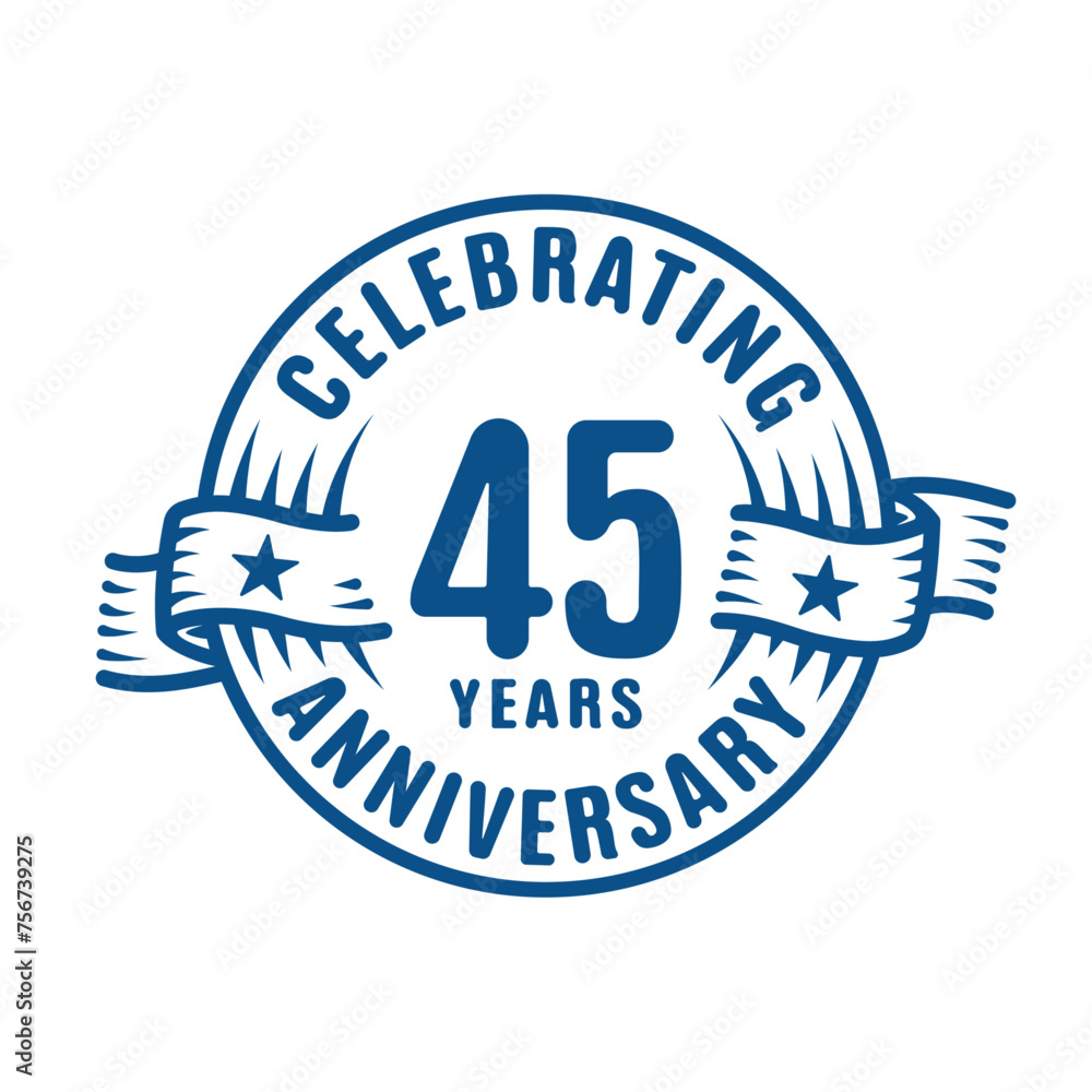 45 years logo design template. 45th anniversary vector and illustration.