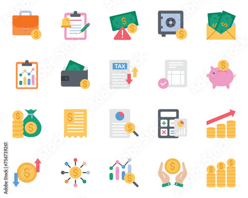 Flat color icons set for Accounting