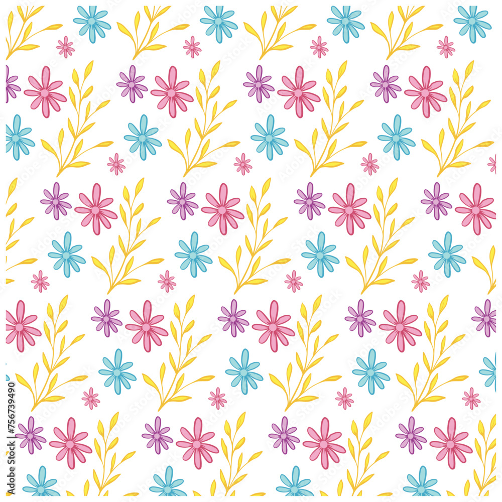 colorful cute seamless floral pattern