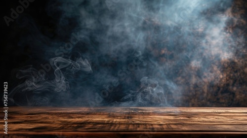 A wooden table with smoke coming out of it. Perfect for illustrating concepts of fire, danger, or safety measures