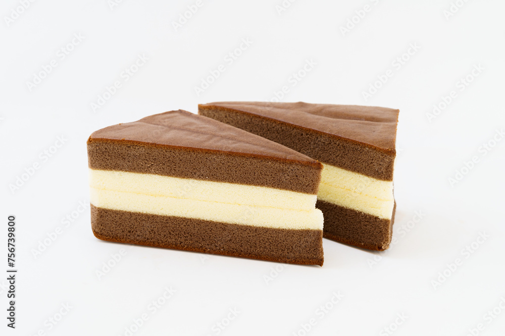Chocolate cake on white background Chocolate cake on white background