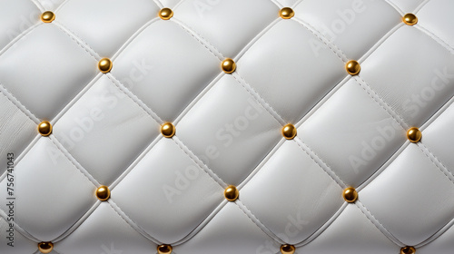 White luxury leather with golden buttons.