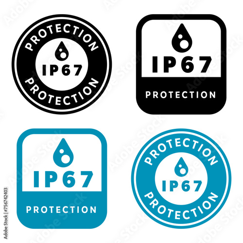 IP 67 protection. Water and dust resistance labels.