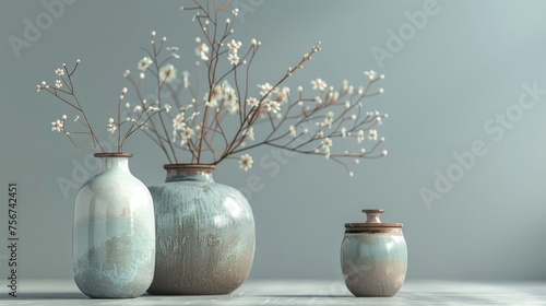 Two vases on a table, suitable for home decor
