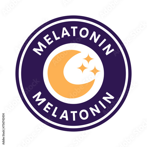Melatonin - vector stickers for product packaging. Better sleep supplement sign