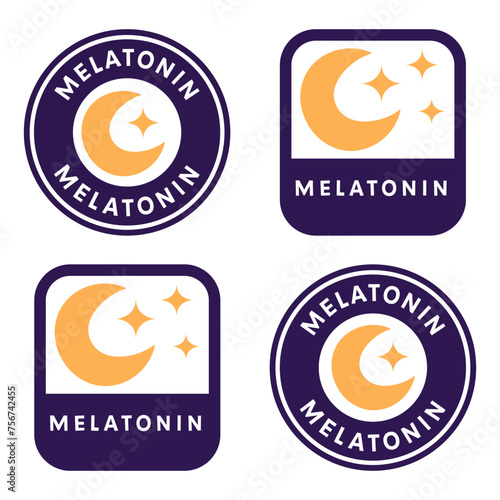 Melatonin Vector Labels. Stickers for products with melatonin for better sleep