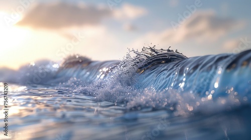 Detailed view of a wave in the ocean. Suitable for nature or travel themes