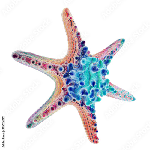 3d rendering of a starfish, png format