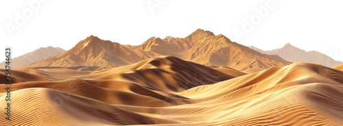 Tranquil desert dunes under the silence of night on transparent background - stock png. photo