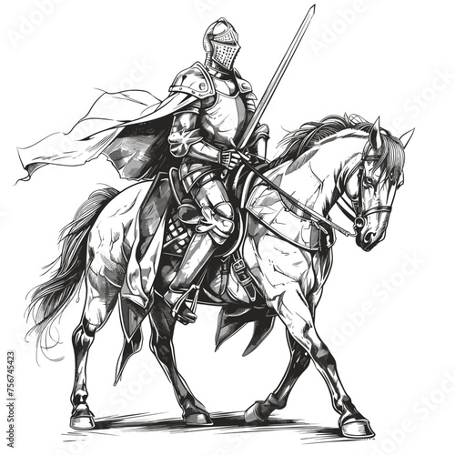 Gallant Knight Medieval Warrior on Horseback