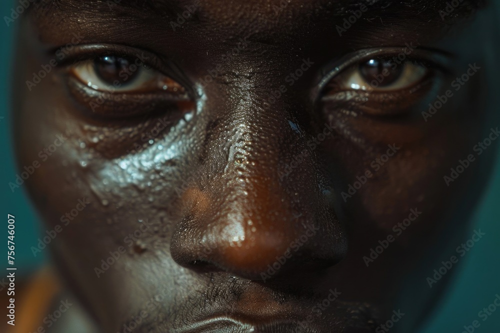 A detailed view of a person's face with dark skin. Suitable for diversity and beauty concepts A detailed view of a person's face with dark skin. Suitable for diversity and beauty concepts