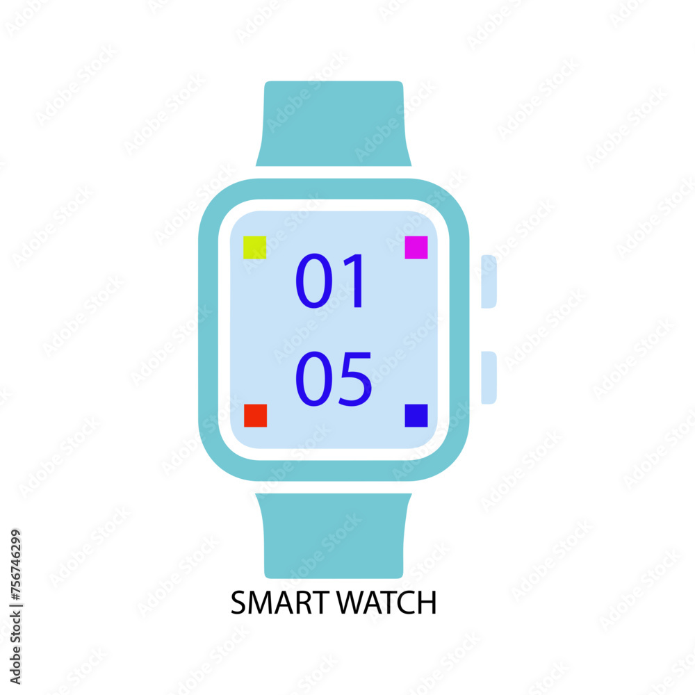 New model Apple and smart hand Watch, Realistic logo, design Set of simple smart watch flat icons with shadows on white background vector illustration. New model Apple and smart hand Watch, Realistic logo, design Set of simple smart watch flat icons with shadows on white background vector illustration.