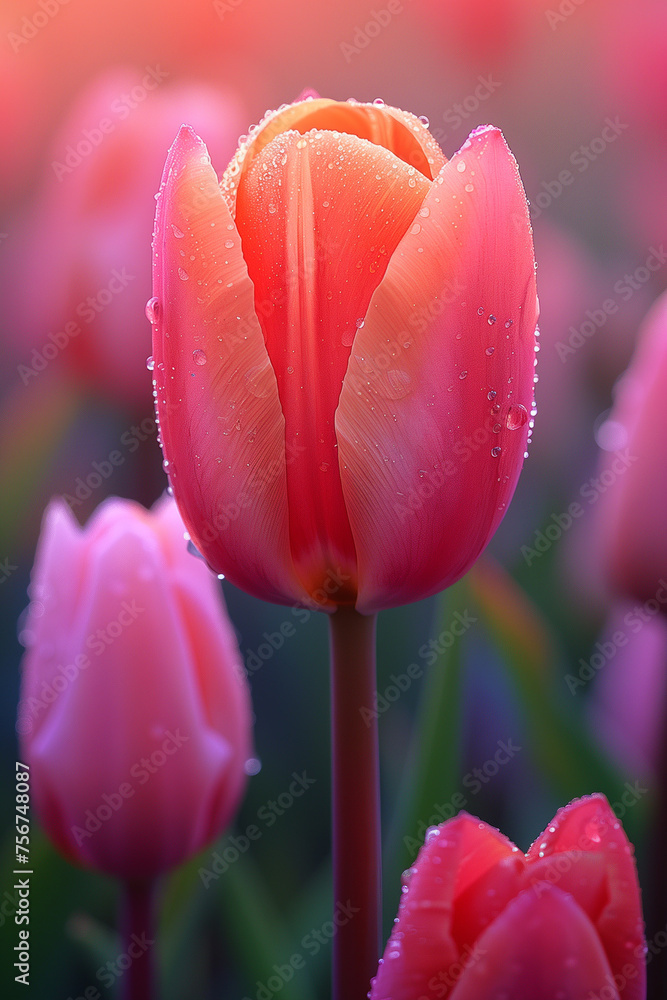 Tulips in the garden. AI generated art illustration. Tulips in the garden. AI generated art illustration.