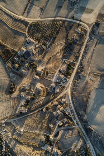 Aerial view of a small town in the desert, ideal for travel brochures