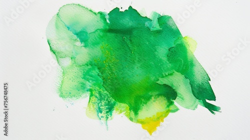 Vibrant Green Watercolor Splotch with Yellow Accents Generative AI