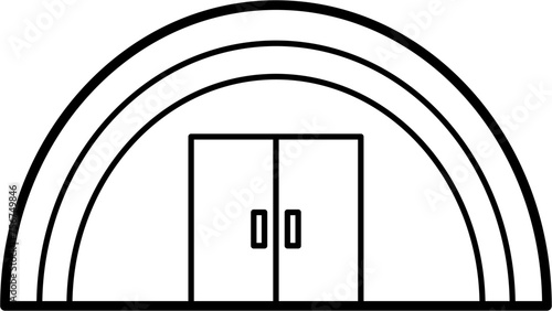 Fireproof Shelter Outline Vector Illustration