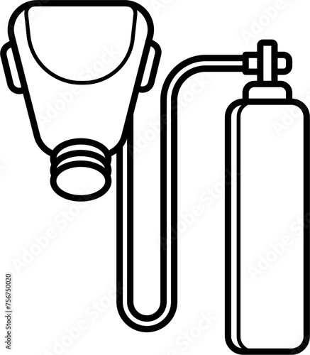 Breathing Apparatus Outline Vector Illustration