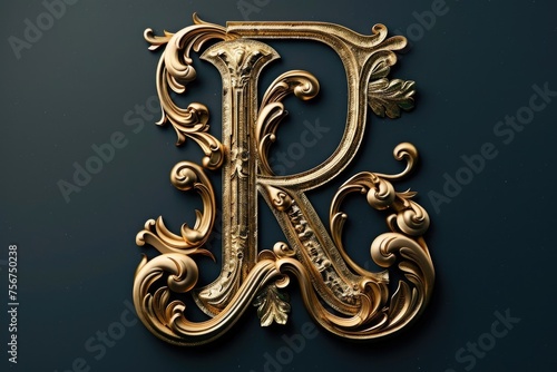 Elegant gold letter R on a black background, perfect for branding projects