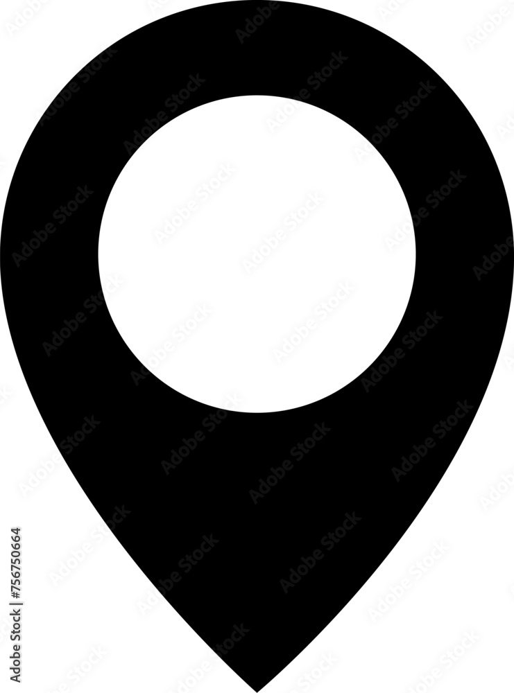 Illustrazione vettoriale in bianco e nero di un marcatore di località usato come icona sulle mappe Illustrazione vettoriale in bianco e nero di un marcatore di località usato come icona sulle mappe