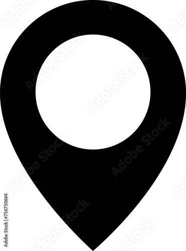 Illustrazione vettoriale in bianco e nero di un marcatore di località usato come icona sulle mappe  photo