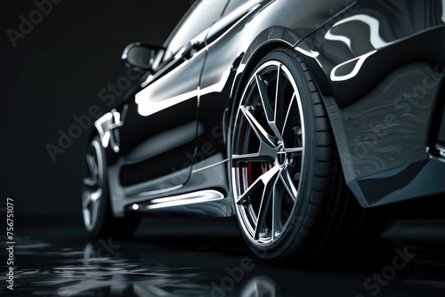 Detailed view of car wheels and rims, perfect for automotive industry