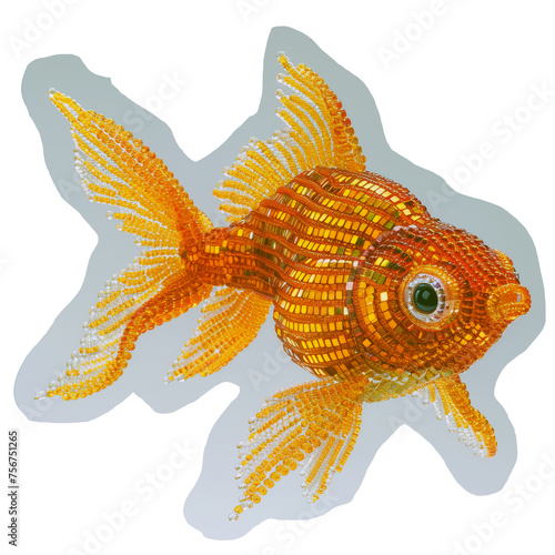 Goldfish with beaded sequins cut out sticker