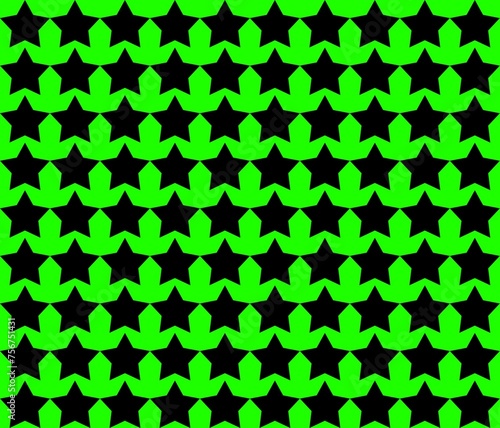Green Pattern Stars black