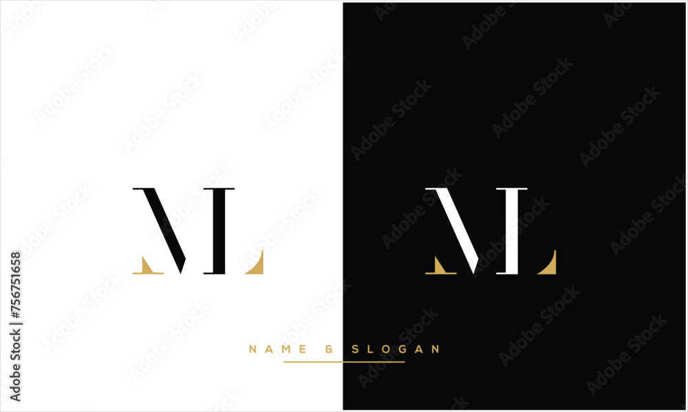 ML, LM, M, L, Abstract Letters Logo monogram ML, LM, M, L, Abstract Letters Logo monogram