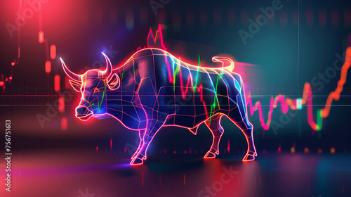 trading with angry bull on stock chart pattern © EmmaStock