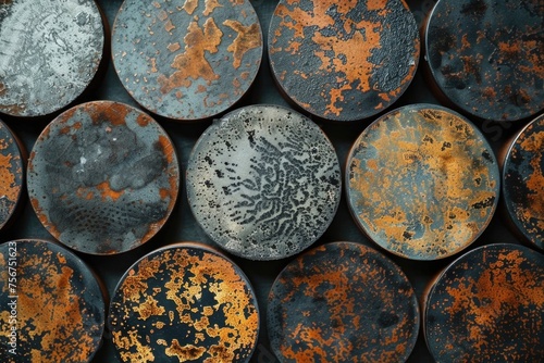 A close up of rusty barrels, suitable for industrial concepts