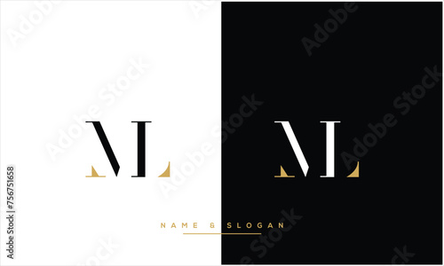 ML, LM, M, L, Abstract Letters Logo monogram