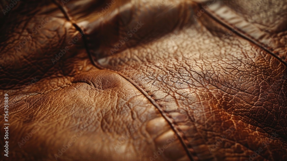 Detailed shot of a brown leather couch, perfect for furniture or interior design concepts Detailed shot of a brown leather couch, perfect for furniture or interior design concepts
