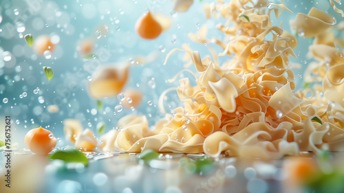 Pasta pile floating in the air