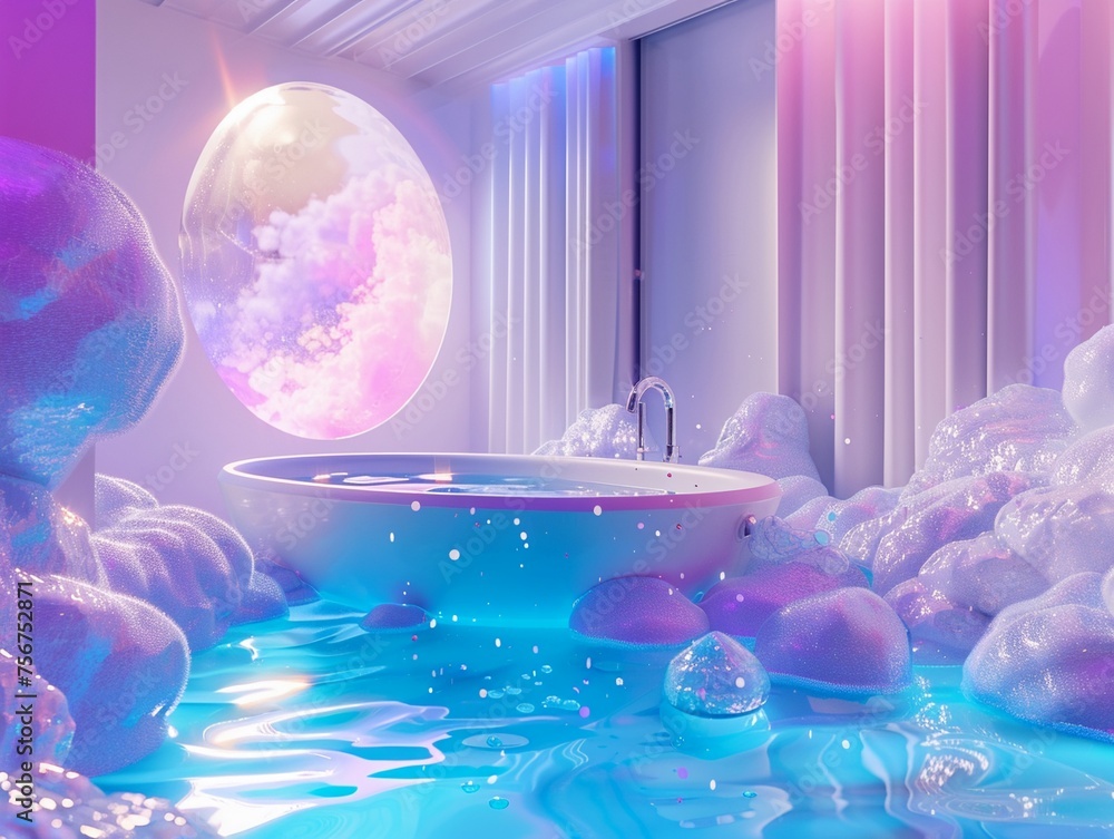 Create an immersive 3D scene showcasing the effects of regular ...