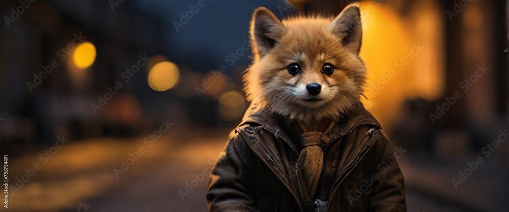 A close-up portrait of a red fox, a wild canine with bright fur - obrazy, fototapety, plakaty 