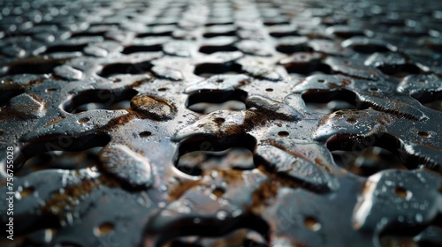 Detailed view of a rusty metal grate  suitable for industrial concepts