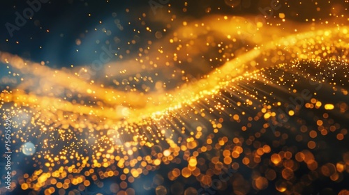 A blurry image of a golden wave of light  ideal for abstract backgrounds