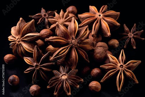 star anise on white background