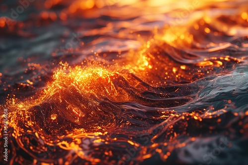 A wave of water with a lot of fire in it